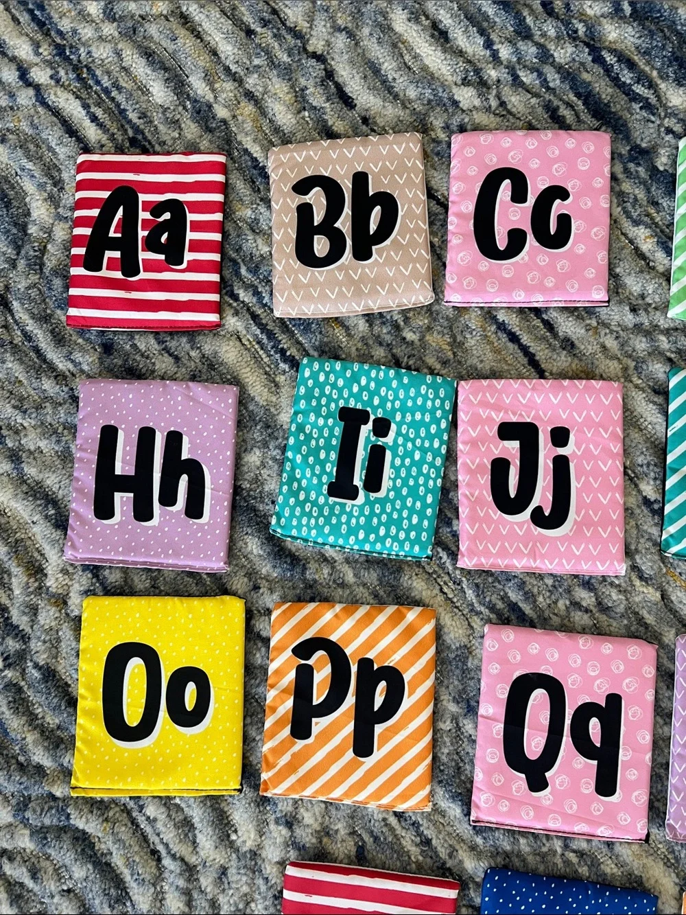 Kids soft sided alphabet flash cards with bag washable